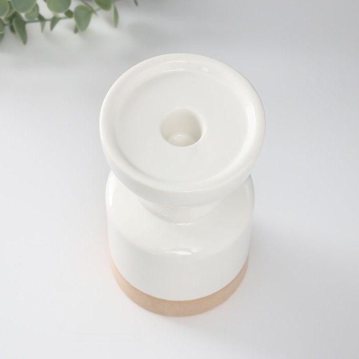 Подсвечник керамика на 1 свечу "Атлант" песочно-белый 9,5х9,5х17,5 см