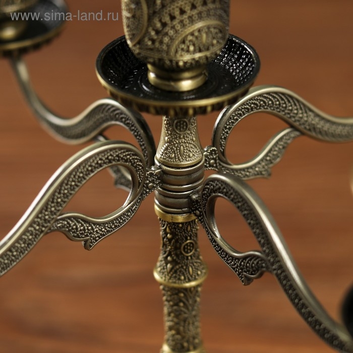 Подсвечник металл на 5 свечей "Раджа" бронза 22,5х23х23 см