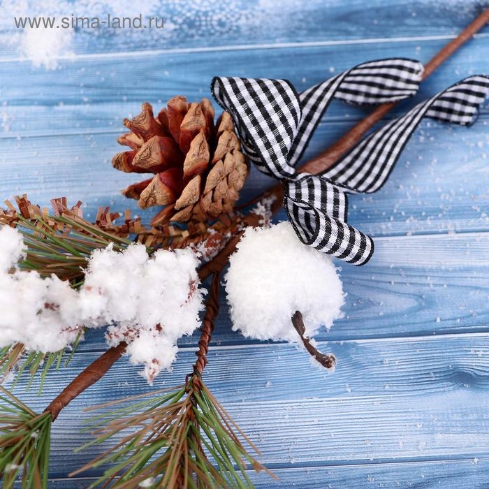 Декор Декор "Зимнее очарование" шишка яблоко ягоды в снегу бантик 29 см