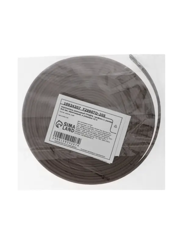 Уплотнитель резиновый ТУНДРА, профиль I, размер 9х2 мм, коричневый, в упаковке 10 м