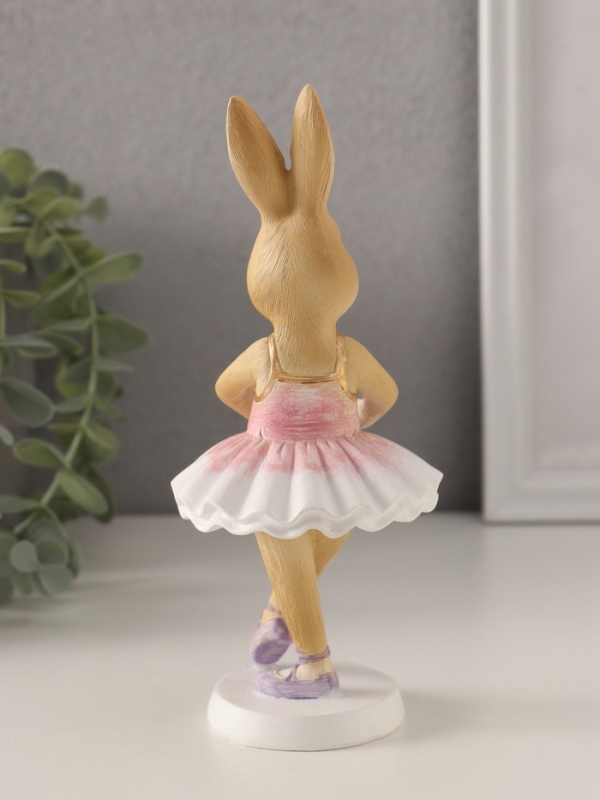 Сувенир полистоун "Зайка-балерина в бело-розовой пачке" 7х7х18 см