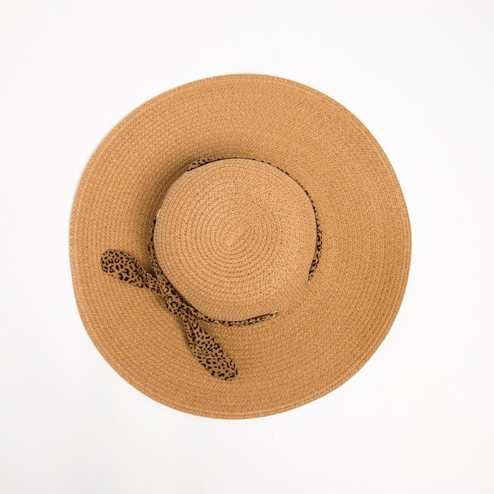 Шляпа женская MINAKU "Leopard" цвет бежевый, р-р 56-58