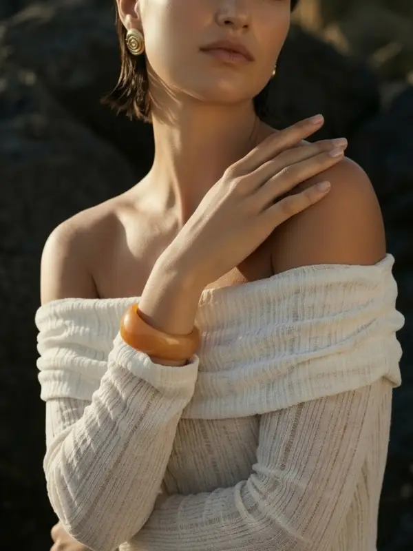 Браслет манжет акрил "Тренд", цвет капучино