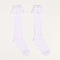 Гольфы детские ажурные с рюшей, цвет белый, размер 18