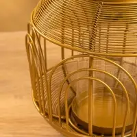 Подсвечник фонарь со стеклянной колбой 19х19х19,5 см, d 8,5 см, металл, цв. Золото