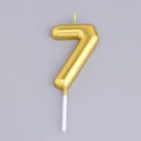Свеча в торт &laquo;Европейская&raquo;, цифра 7, 6 см, золото