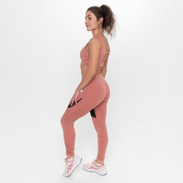 Леггинсы женские спортивные, цвет розовый/черный, размер 50 (XL)