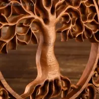 Панно резное дерево "Райское древо" 40х40х2 см