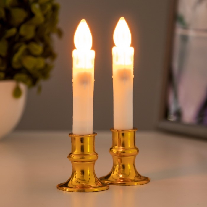 Ночник Ночник "Свеча" LED от батареек 3хLR44 золото 3,6х3,6х13 см