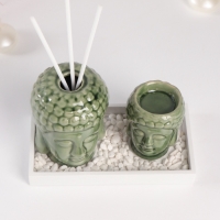 Диффузор керамика + подсвечник "Будды" аромапалочки 3 шт 9х17х10,5 см