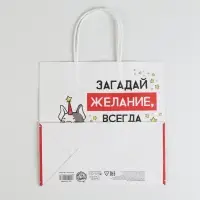 Пакет подарочный новогодний &laquo;Загадай желание&raquo;, 22 х 22 х 11 см