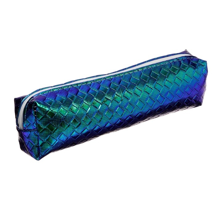 Пенал школьный на молнии "Перламутр", рифленый, МИКС