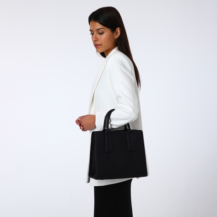 Сумка женская на молнии, TEXTURA, средний размер, цвет чёрный