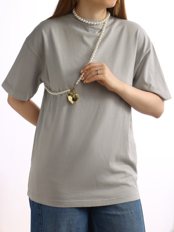 Портупея жемчужная с кулоном &laquo;Сердце&raquo;, 129 см, белая в золоте