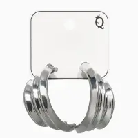 Серьги металл "Трио" на увеличение, цвет серебро