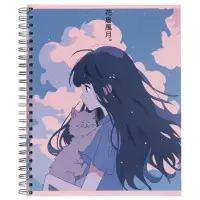 Компл тетр из 3шт 96л кл на гребне Аниме Девочка с котом, обл мел карт, офсет (10296906)