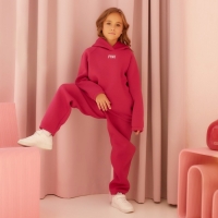 Костюм детский (худи, брюки) MINAKU: Basic Line KIDS, oversize, цвет фуксия, рост 128