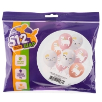 Воздушный шар латексный 12" "Кошечка с бантом" ассорти, пастель, 1ст., набор 25 шт., МИКС