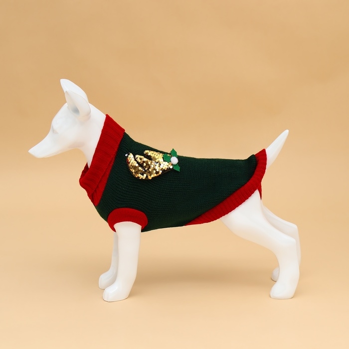 Свитер Свитер "Рога удачи", размер S (ДС 25 см, ОШ 23, ОГ 26-45), зелёный