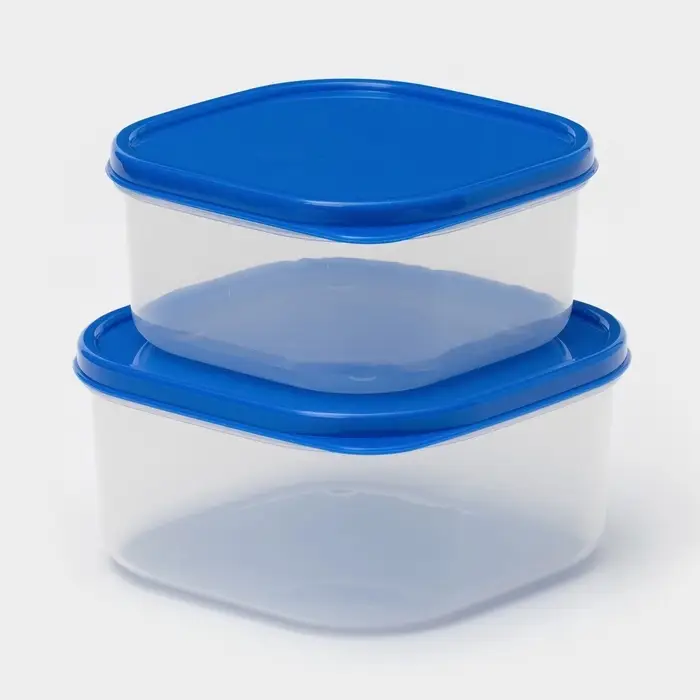 Набор контейнеров пищевых Доляна, квадратных, 2 шт: 450 мл, 700 мл, цвет голубой