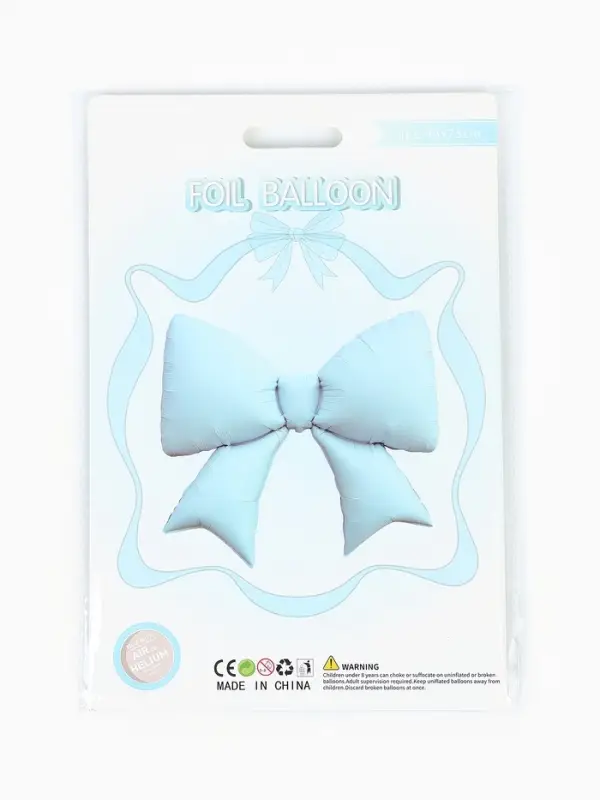 Воздушный шар фольгированный 39" "Бантик" цвет голубой