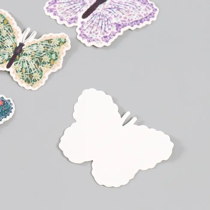 Бабочки картон "Цветочки. Ситец" набор 12 шт h=4-10 см