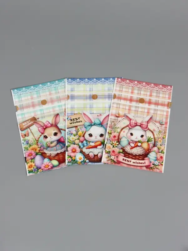 Пакет  полиэтиленовый подарочный "Заяц с цветами", с завязками, 15х23&plusmn;1 см