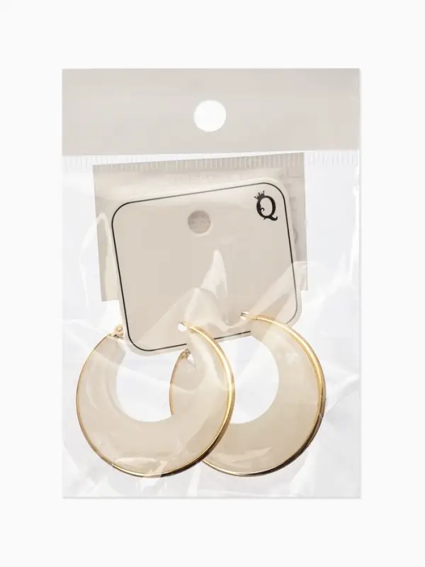 Серьги-кольца акрил "Тренд", цвет молочный в золоте