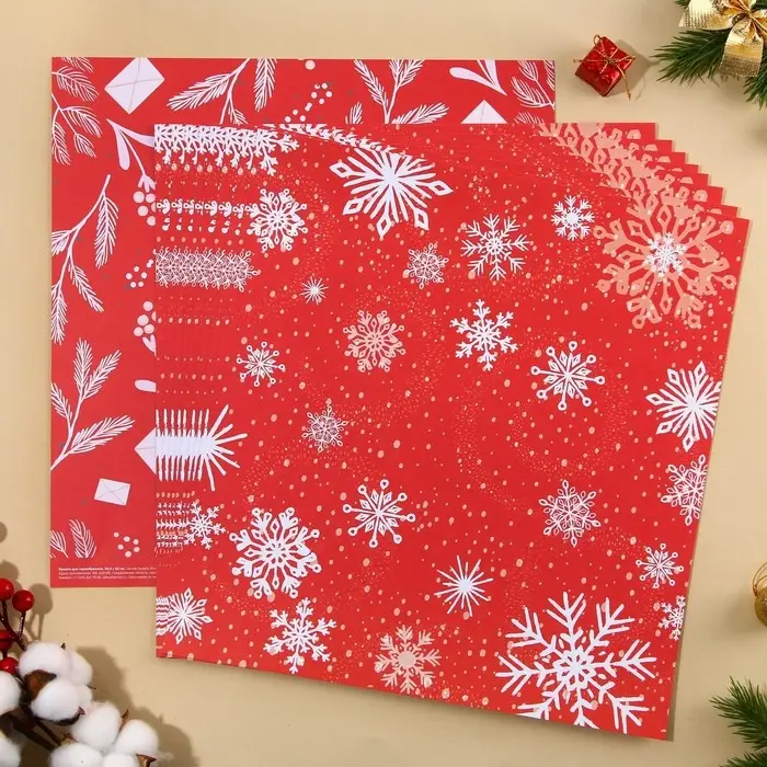 Бумага для скрапбукинга &laquo;Снежинки&raquo;, 30,5 х 32 см, 180 г/м&sup2;