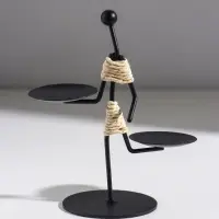 Подсвечник металл на 2 свечи "Абориген жонглёр" d=6 см 16х8х16 см