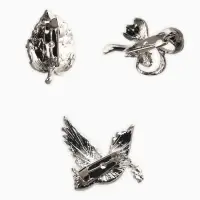 Броши "Голубь, листик, подснежник" (набор 3шт), цветной в серебре