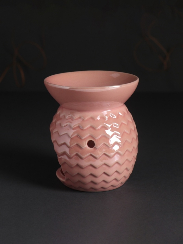 Аромалампа керамика "Волна зигзагами" розовый перламутр 7,5х7,5х9 см