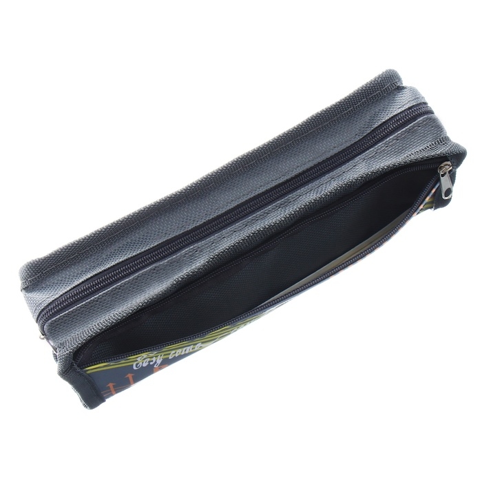 Пенал школьный на молнии Calligrata "Спорт", 2 отделения, серый