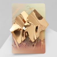 Серьги металл &laquo;Атмосфера&raquo; ромб мятый, цвет золото