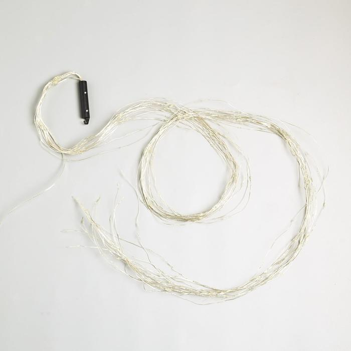 Гирлянда &laquo;Конский хвост&raquo; 20 нитей по 2 м, IP20, серебристая нить, 400 LED, свечение тёплое белое, 12 В