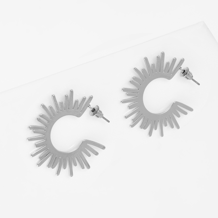 Серьги металл &laquo;Атмосфера&raquo; солнце, ярило, цвет серебро
