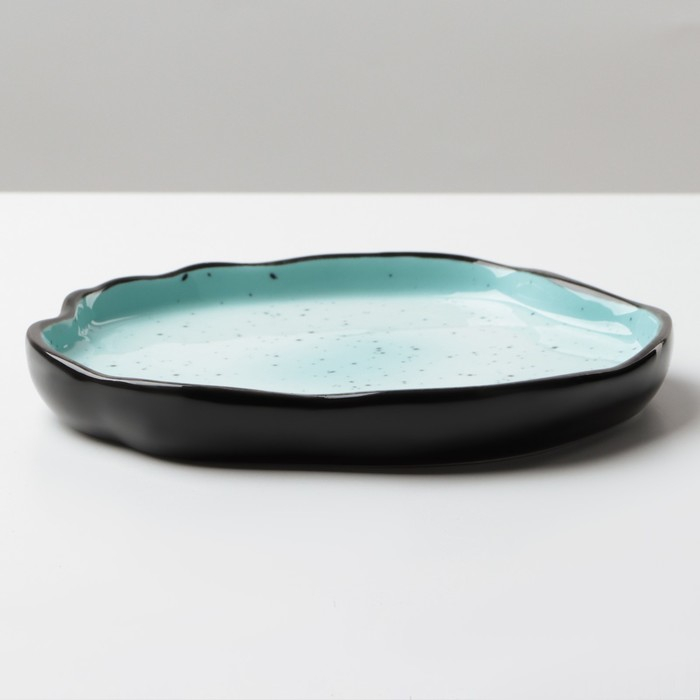 Тарелка керамическая неровный край «Синяя», 17 см, цвет синий Тарелка керамическая неровный край «Синяя», 17 см, цвет синий