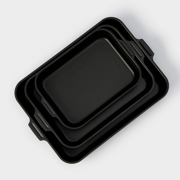 Набор противней &laquo;Лазоньера&raquo;, 3 предмета: 19&times;25 см, 23&times;30 см, 27&times;35 см, h=7 см, антипригарное покрытие, цвет синий