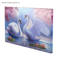 Картина на холсте "Лебеди на пруду" 60*100 см