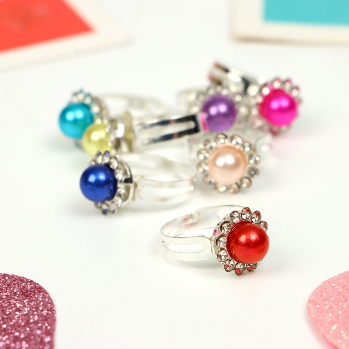 Кольца детские набор 12шт &laquo;Выбражулька&raquo; цветочки, цвет МИКС в серебре, б-р