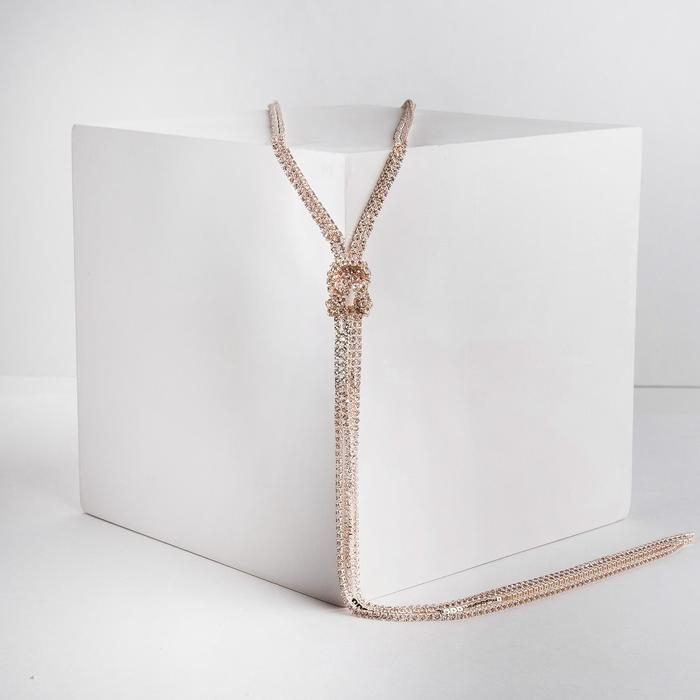 Набор 2 предмета: серьги, кулон &laquo;Элегантность&raquo; жгут, цвет белый в розовом золоте, 42 см