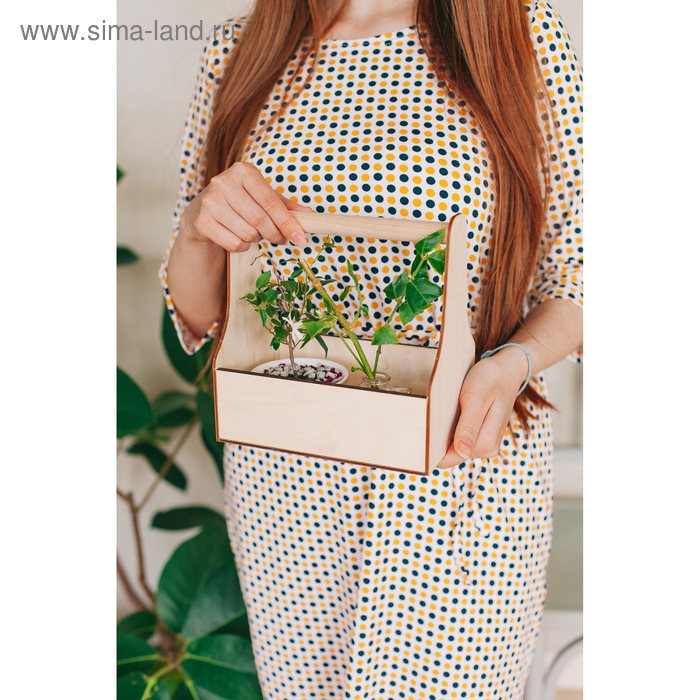 Кашпо деревянное 20×12.5×20 см Стелла Моно, с ручкой, натуральный Дарим Красиво Кашпо деревянное 20×12.5×20 см Стелла Моно, с ручкой, натуральный Дарим Красиво