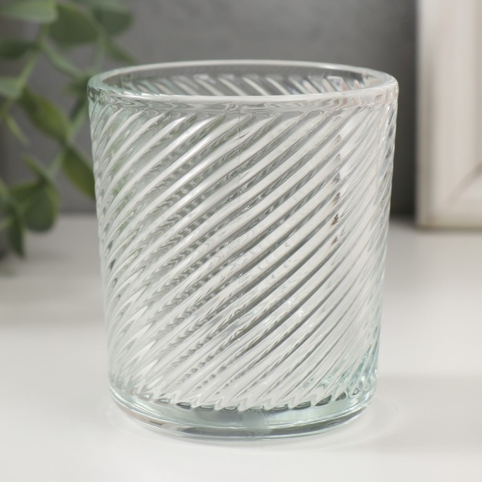 Банка для свечей стекло Банка для свечей стекло "Наклонные линии" прозрачная 200 мл 7,5х7,5х8,2 см