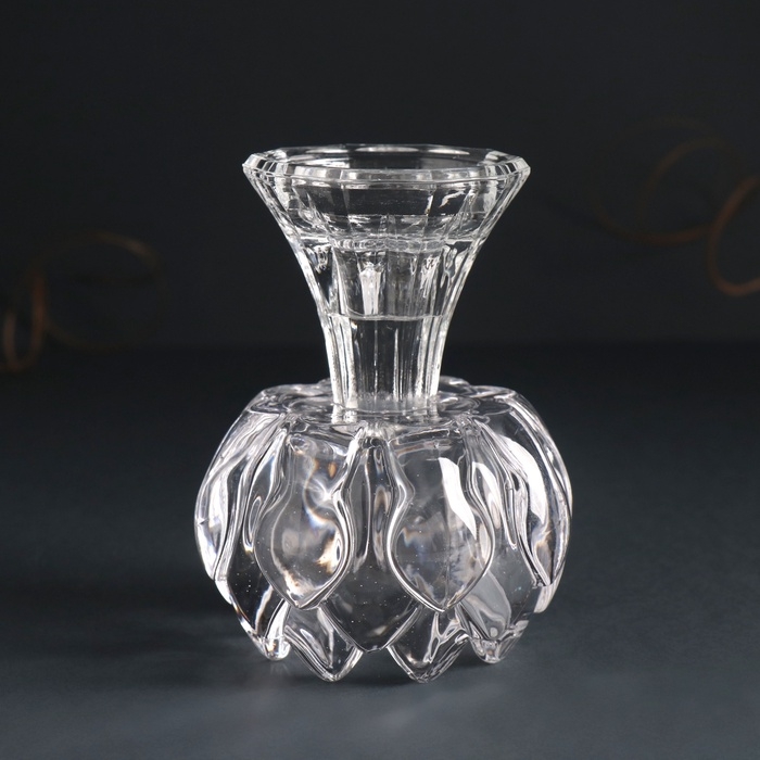 Подсвечник стекло на 1 свечу d=3,5 см Подсвечник стекло на 1 свечу d=3,5 см "Водная лилия" прозрачный 8х8х11 см