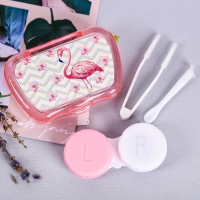 Контейнер для линз с зеркалом "Фламинго" Контейнер для линз с зеркалом "Фламинго"