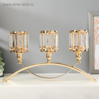 Подсвечник металл, стекло на 3 свечи "Кристаллы - грани" золото 22,5х41х8 см Подсвечник металл, стекло на 3 свечи "Кристаллы - грани" золото 22,5х41х8 см