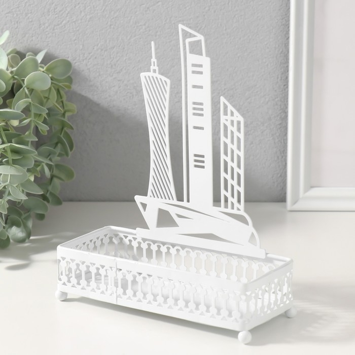 Подставка интерьерная металл Подставка интерьерная металл "Город" белый 6,3х14,5х18,5 см