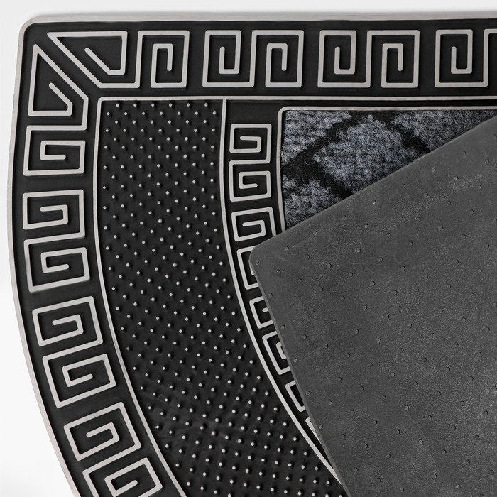 Коврик придверный полукруглый Доляна &laquo;Меандр&raquo;, 45&times;75 см, цвет серебряный