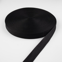 Стропа ременная, 25 мм, 50 &plusmn; 1 м, плотность 7,5 гр/м, цвет чёрный