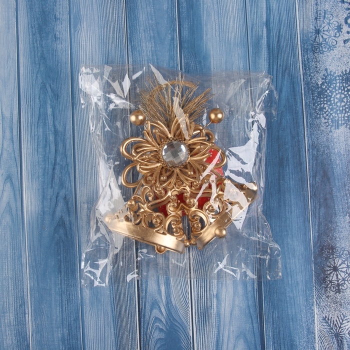 Украшение ёлочное "Колокольчик с цветком" 11х10 см, золото